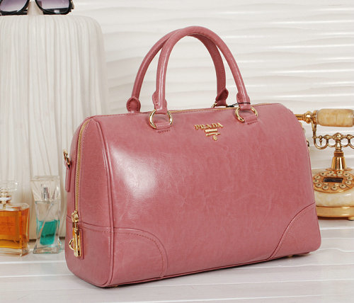 2014 Prada Shiny Leather Two Handle Bag BL0822 pink
